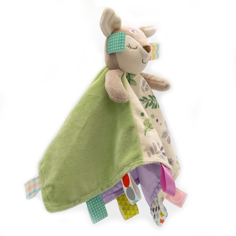 Taggies Soothing Sensory Stuffed Animal Security Blanket  Flora Fawn  13 x 13-Inches - Image 2